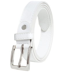 Smooth women's eco leather belt with silver buckle 2.3 cm