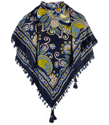 Beautiful scarf with tassels oriental print