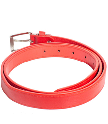 Smooth women's eco leather belt with silver buckle 2.3 cm