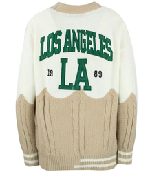 Short cardigan sweater with Los Angeles patches