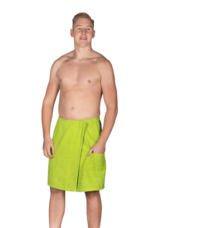 Men's sauna terry cloth kilt with pocket on elastic band