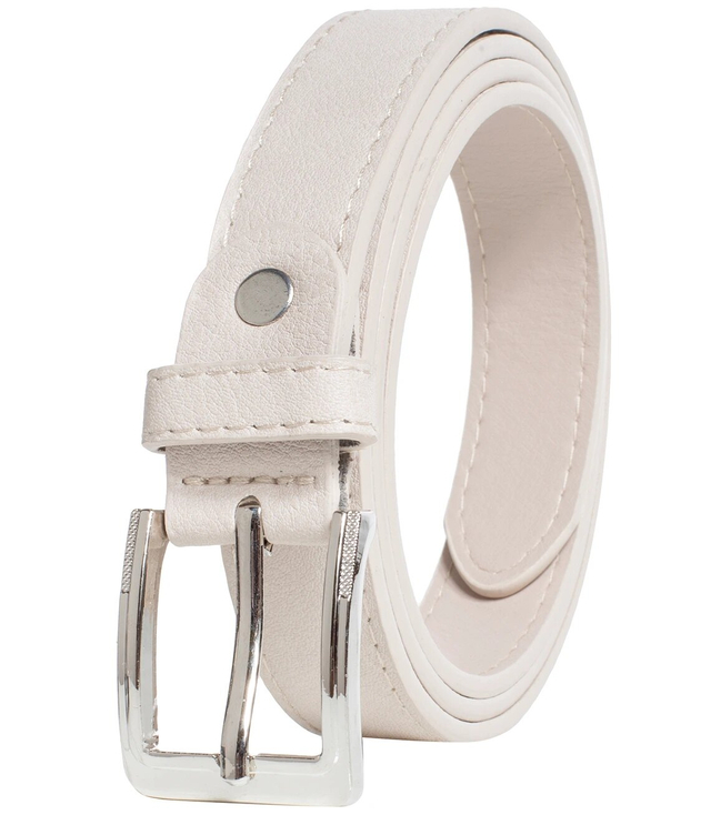 Smooth women's eco leather belt with silver buckle 2.3 cm