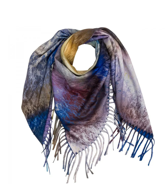 Fashionable multicolored shawl scarf with tassels