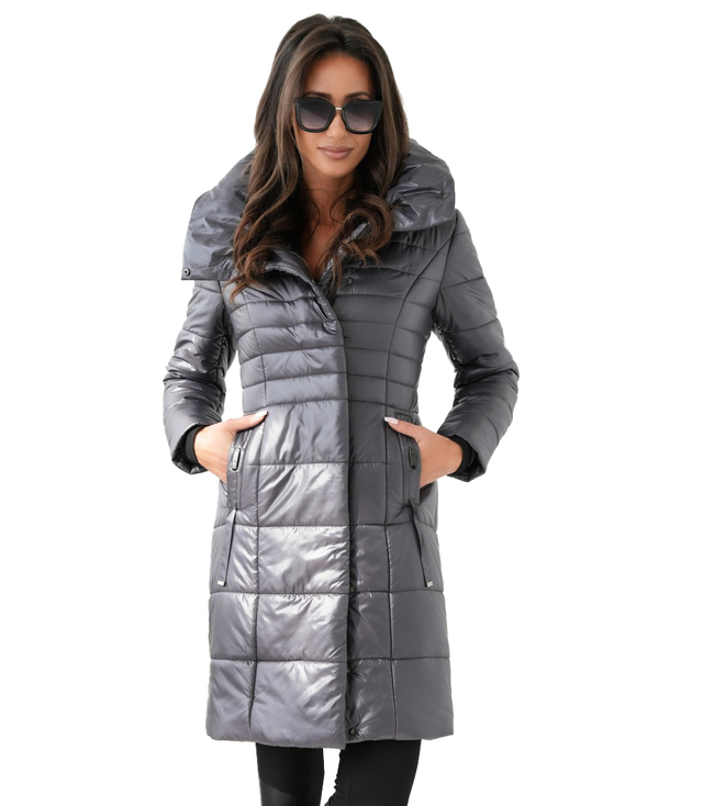 Long elegant quilted insulated coat for women AMELIA