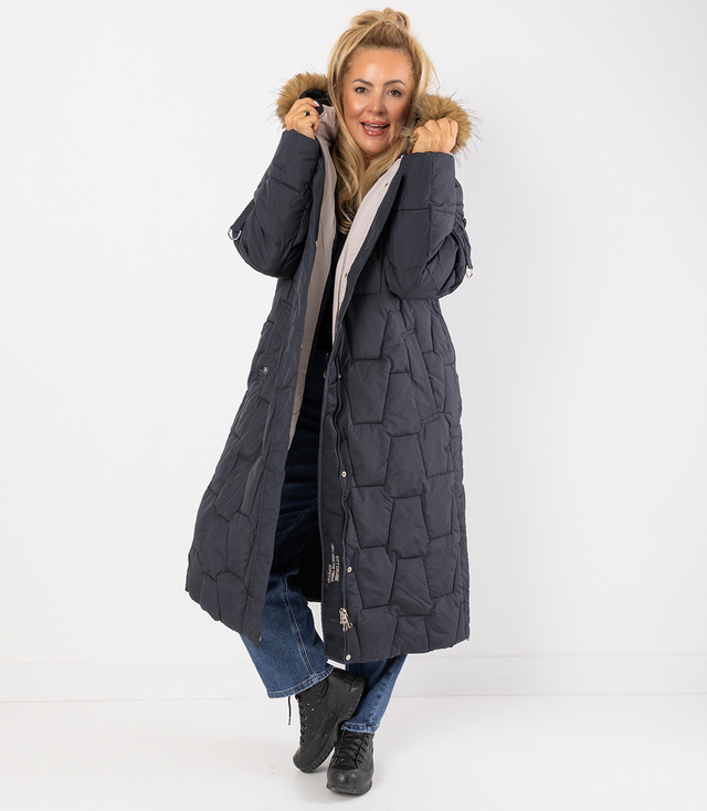 Długa kurtka pikowany płaszcz zimowy URBAN LONG PUFF PLUS SIZE