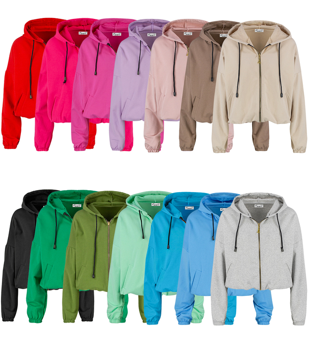 Women's thin, one-color basic sweatshirt with hood JULIA