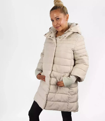 Warm quilted jacket with a drawstring hood and sleeves