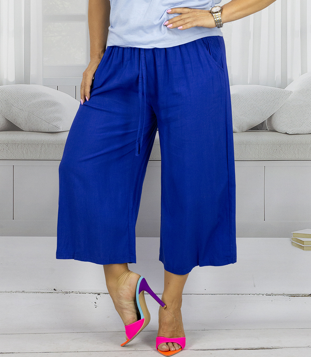 Women's cotton culotte pants, wide leg CAMILLA