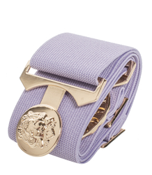 Women's belt with gold lion adjustable elastic