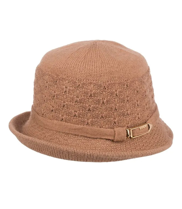 Women's hat with decorative strap and buckle