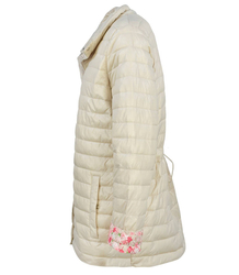 Short transitional quilted jacket with flowers