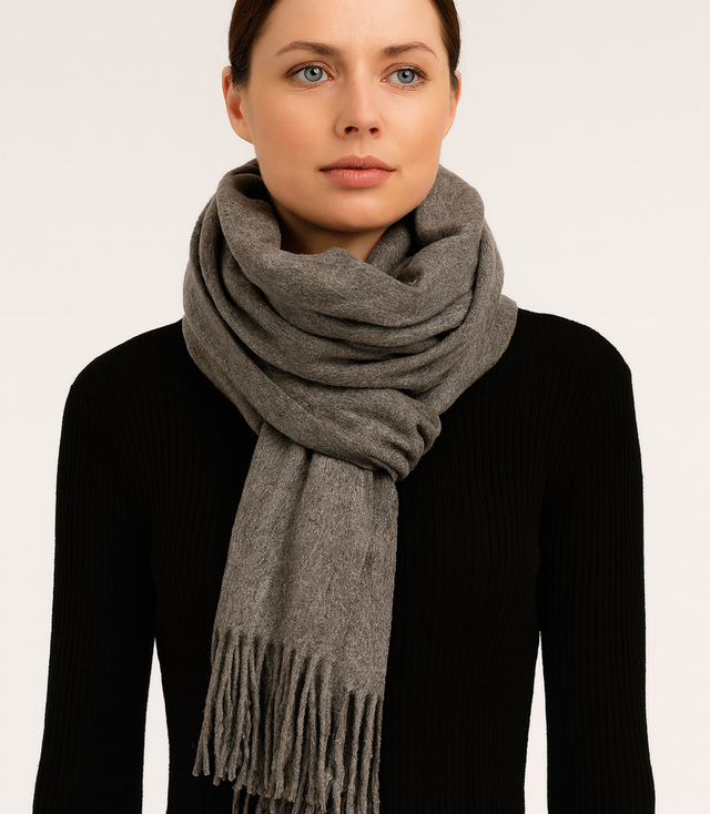 Soft large shawl with tassels uniform classic