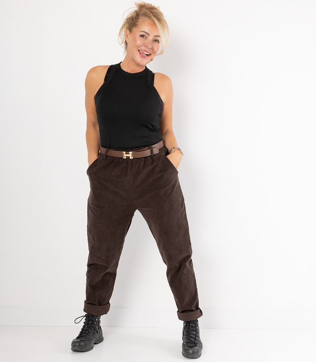Corduroy chinos pants with belt CITY SOFT