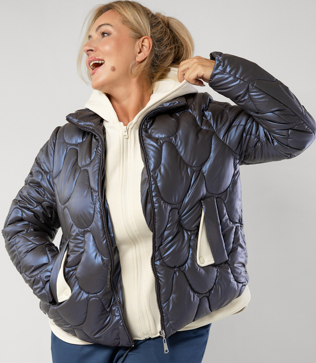 Quilted jacket with pearl sheen and tracksuit inserts ARIA