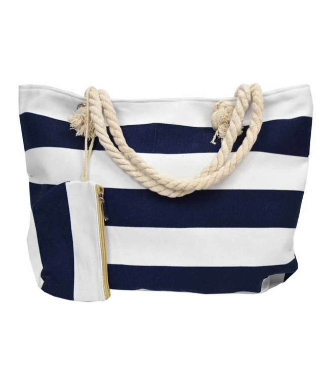 Super large striped beach bag For summer Capacious