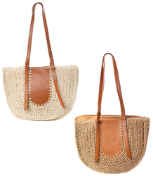 Summer bag shoulder shopper bag braided rounded