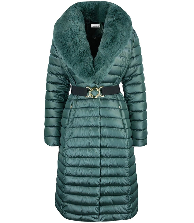 Quilted jacket coat with fur MARY