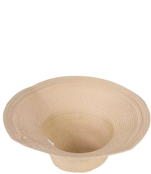 Women's straw hat with stripes on the brim