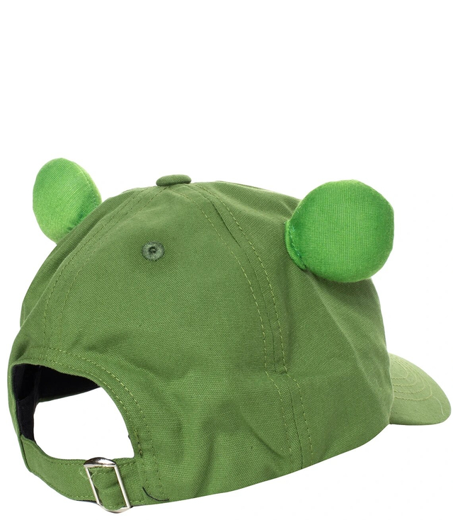 Children's baseball cap decorated with embroidery and frog eyes