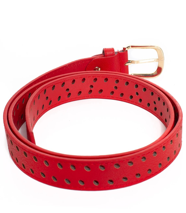 Women's eco leather belt with decorative holes 3 cm