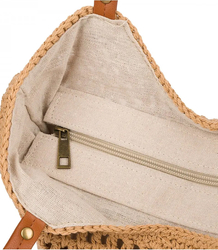 Stylish boho handbag with plaid and linen interior