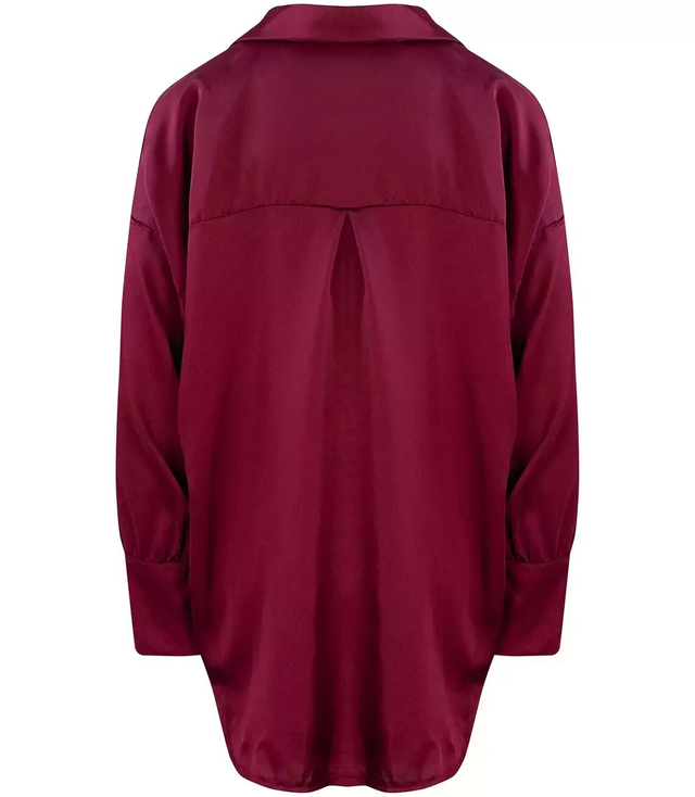 Satin loose long oversize shirt