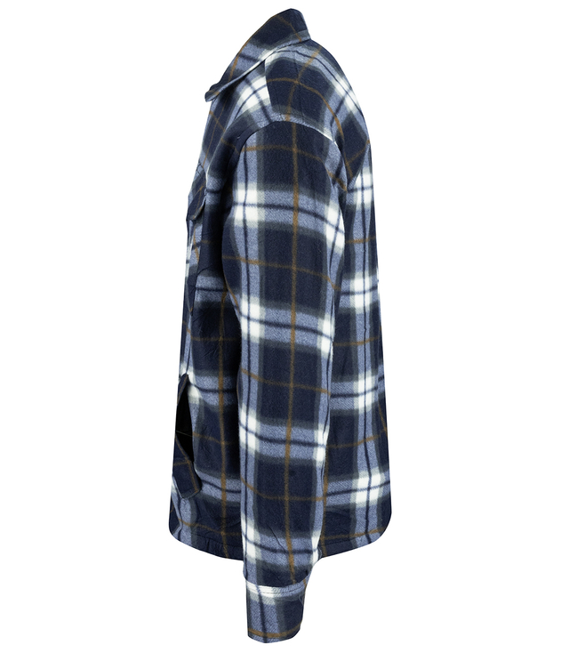 Warm fleece checked men's shirt insulated with faux fur