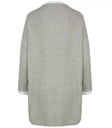Cardigan straight sweater with white piping LUCY