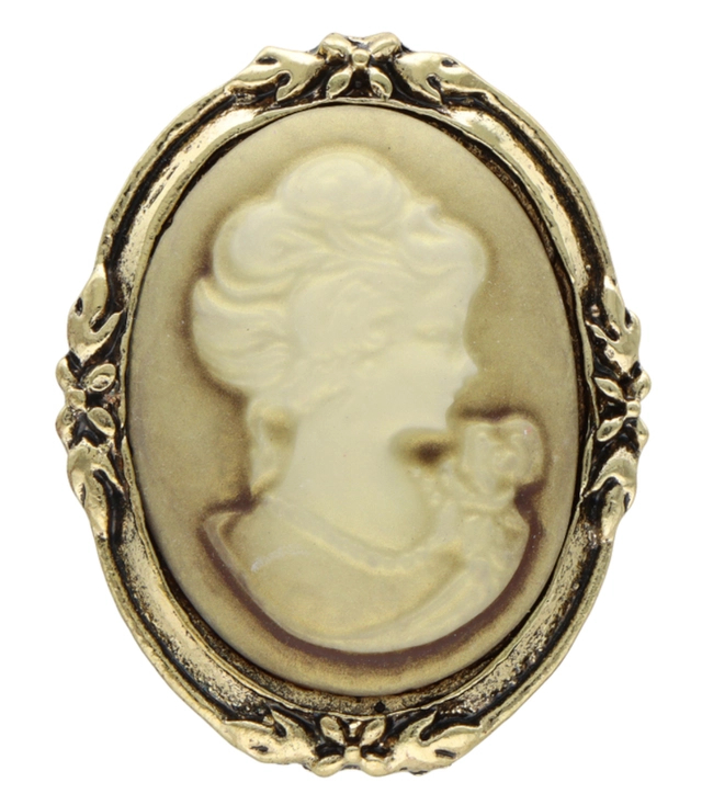 Cameo Brooch Beautiful Decorative Gold Safety Pin