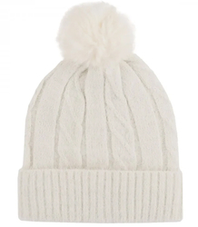 Warm women's cap with pompom and shiny thread autumn winter hat 