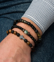 Set of men's bracelets natural stone