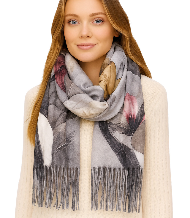 Square shawl scarf for women with tassels AGRAFKA