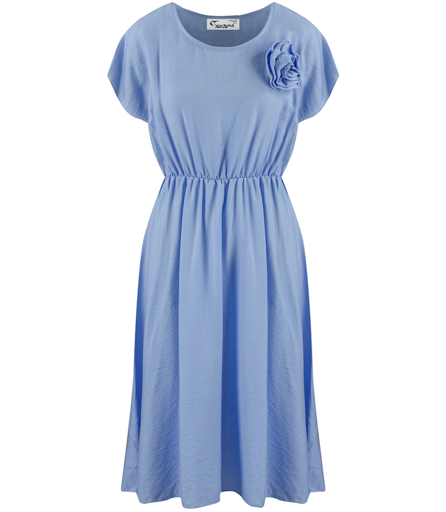 Summer midi dress with an attached rose ROSALIA