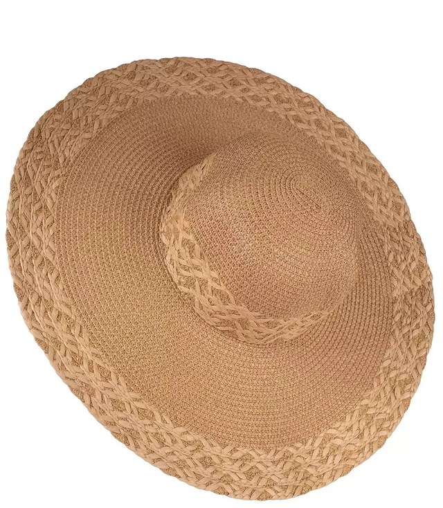 Modny duży pleciony damski kapelusz szerokie rondo