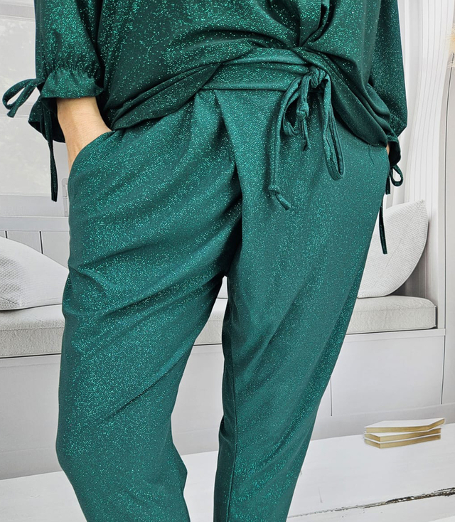 Elegant loose envelope pants with waist tie CLARA