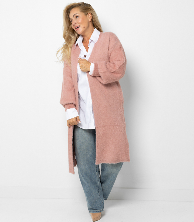 Kardigan z miękkiej dzianiny z włoskami puchaty ALBA