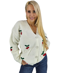 Warm and cozy women's sweater with cherries in autumn LARAMIE