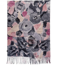 Women's scarf with floral motif and tassels elegant