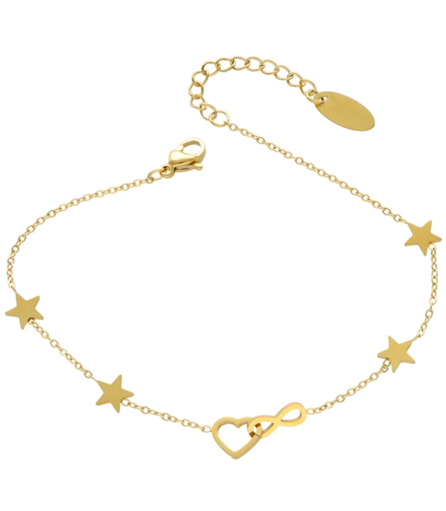 Gold bracelet Heart Star Infinity sign Gift Subtle