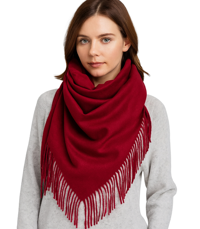 One-color shawl shlik scarf with fringe GRACE