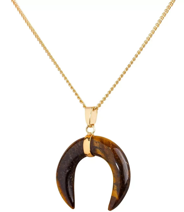 Necklace pendant cornucopia TIGER'S EYE