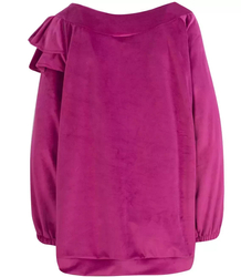 Oversized velor sweatshirt with a frill