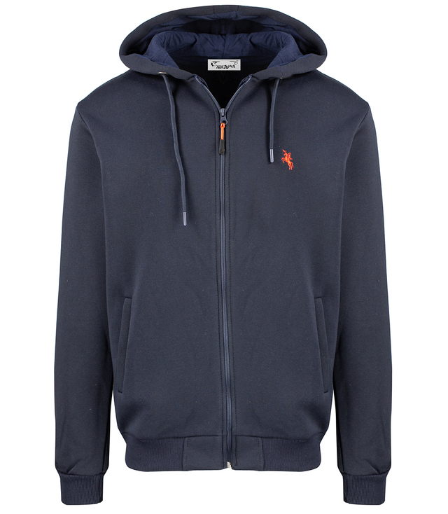 Men's warm unbuttoned hoodie single color with embroidery