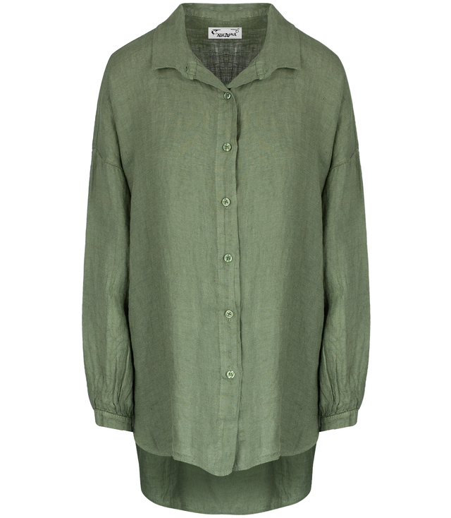 Long loose linen shirt linen longer back long sleeve LAILA 2