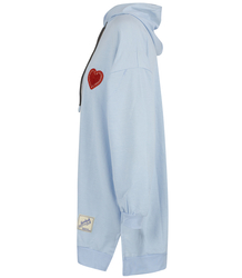 Long oversize dress sweatshirt with hood and heart patch LILLY