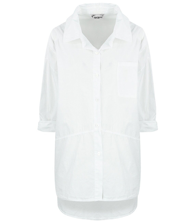 White oversize shirt with patch cut-off KAMA