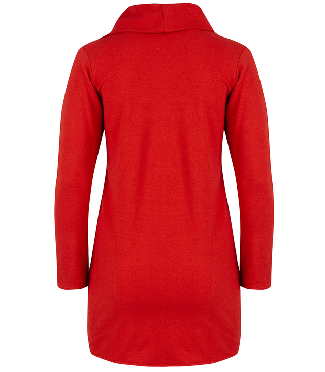 Thin long sweatshirt with a diagonal zipper and a BEATA neck warmer