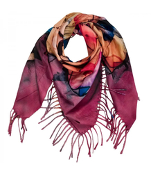 Abstract shawl scarf multicolored elegant with tassels