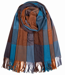 Fashionable warm shawl scarf plaid fringes