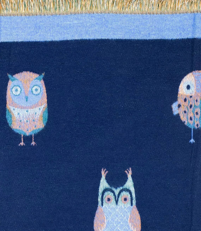 Warm double sided scarf owls knitted fabric